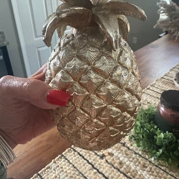 Gold Decorative Pineapple Bookend Table Decor (2) - Picture 2 of 7